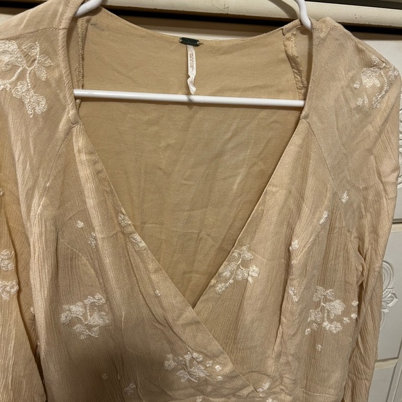 🎬Free People Cream Floral size10 GUC jasmine embroidered flare dress… - Picture 8 of 11